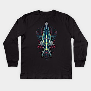 The Space-ship sacred geometry Kids Long Sleeve T-Shirt